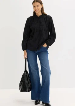 bonprix Blusen & Tuniken|Bekleidung·Jacken & Mäntel^Schlupfbluse aus reiner Baumwolle schwarz