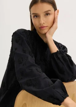 bonprix Blusen & Tuniken|Bekleidung·Jacken & Mäntel^Schlupfbluse aus reiner Baumwolle schwarz