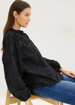 bonprix Blusen & Tuniken|Bekleidung·Jacken & Mäntel^Schlupfbluse aus reiner Baumwolle schwarz