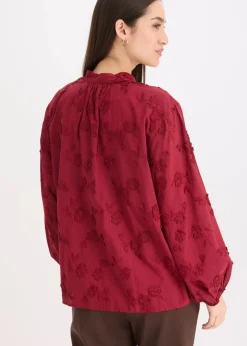 bonprix Bekleidung·Jacken & Mäntel|Blusen & Tuniken^Schlupfbluse aus reiner Baumwolle pflaumenrot