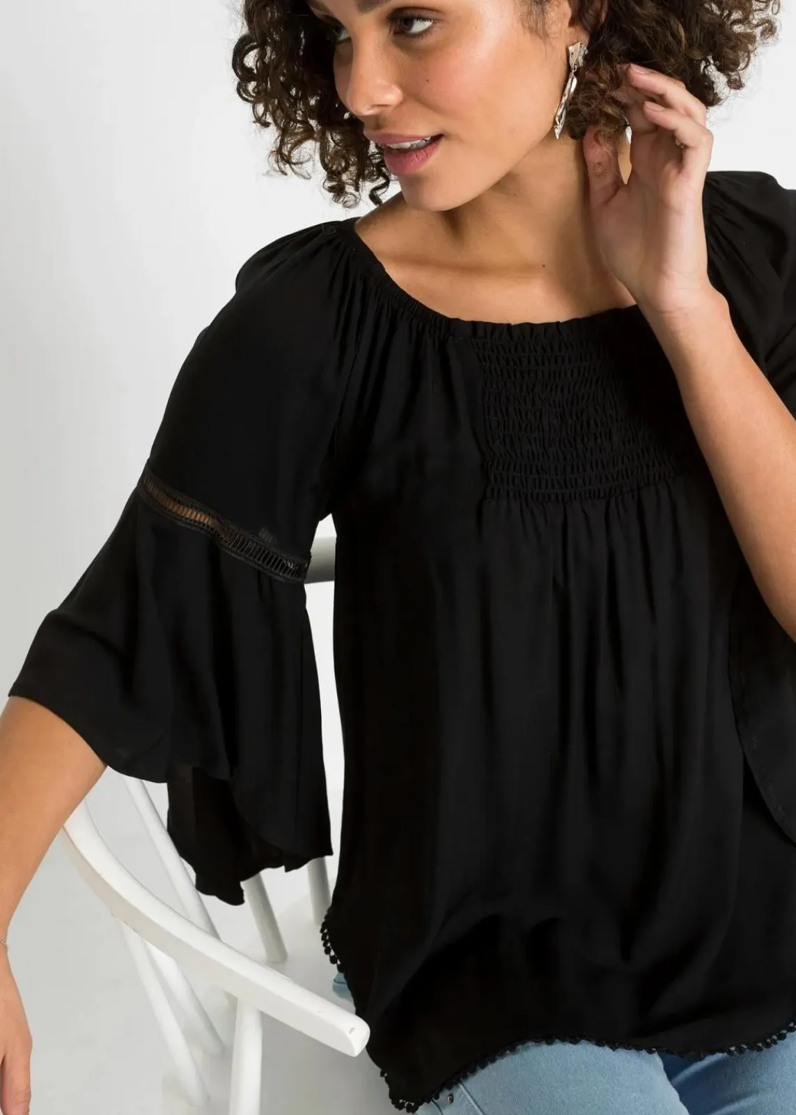 bonprix Blusen & Tuniken|Nachhaltigere Materialien^Schlupfbluse aus reiner Viskose schwarz