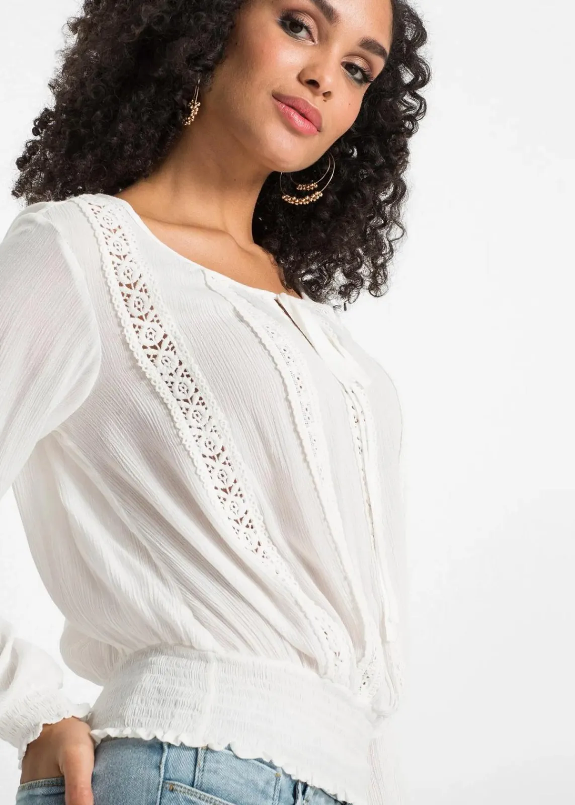 bonprix Nachhaltigere Materialien|Blusen & Tuniken^Schlupfbluse aus softer Viskose wollweiß