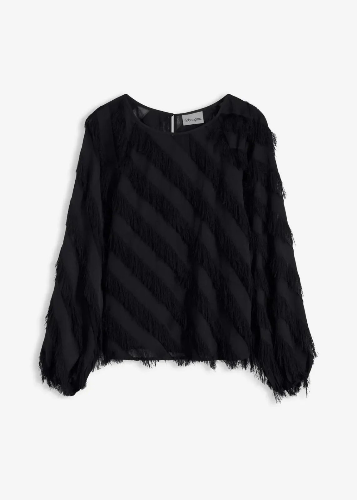 bonprix Blusen & Tuniken^Schlupfbluse mit Fransen-Details schwarz