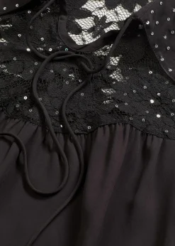 bonprix Festliche Mode|Blusen & Tuniken^Schlupfbluse mit Spitze schwarz