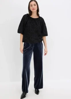 bonprix Bekleidung·Jacken & Mäntel|Blusen & Tuniken^Schlupfbluse mit strukturiertem Blumen-Muster​ schwarz