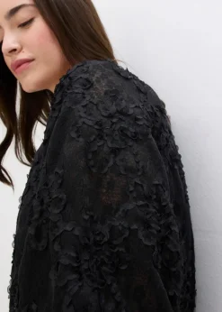 bonprix Bekleidung·Jacken & Mäntel|Blusen & Tuniken^Schlupfbluse mit strukturiertem Blumen-Muster​ schwarz