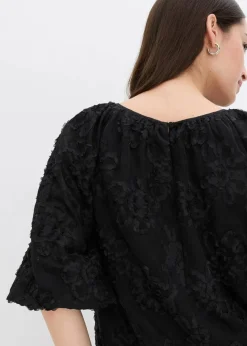 bonprix Bekleidung·Jacken & Mäntel|Blusen & Tuniken^Schlupfbluse mit strukturiertem Blumen-Muster​ schwarz