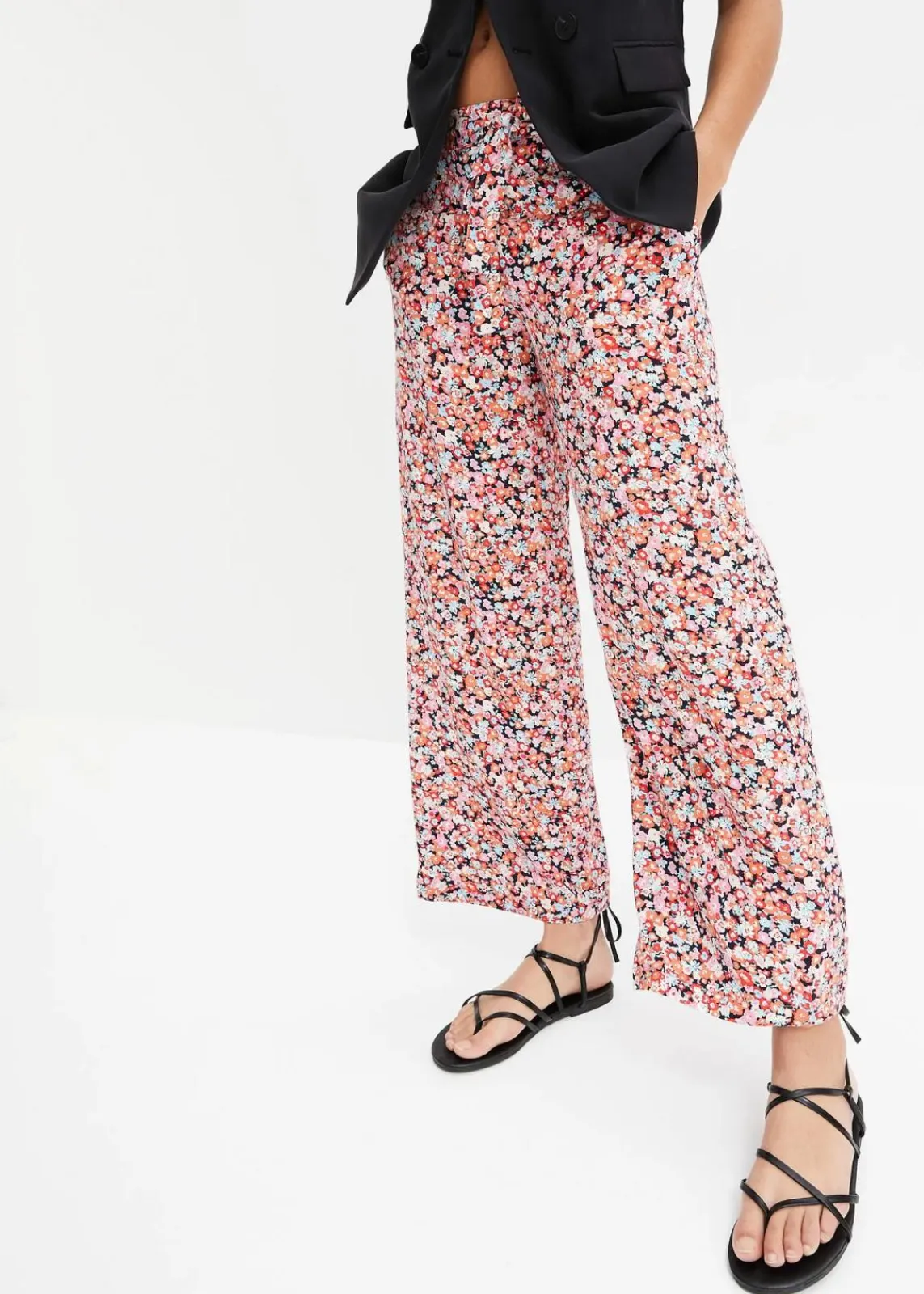 bonprix Bekleidung·Kleider|Hosen^Schlupfhose aus reiner Viskose orange/mint floral