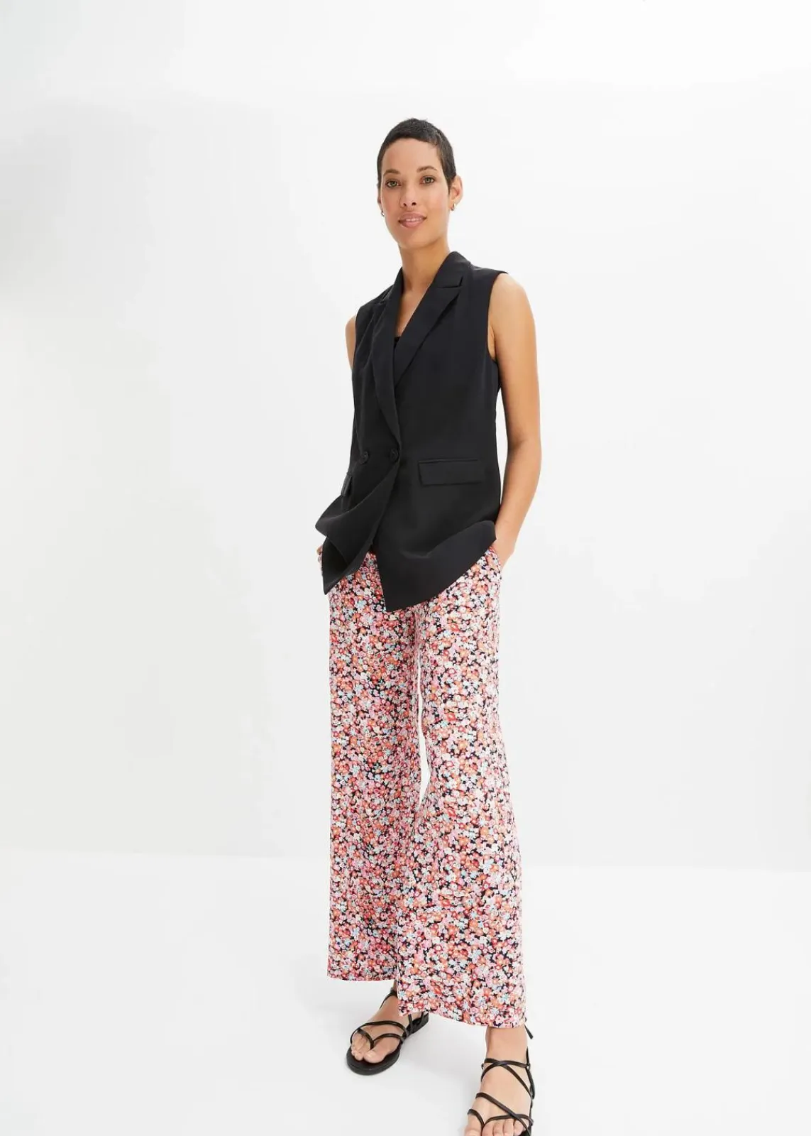 bonprix Bekleidung·Kleider|Hosen^Schlupfhose aus reiner Viskose orange/mint floral