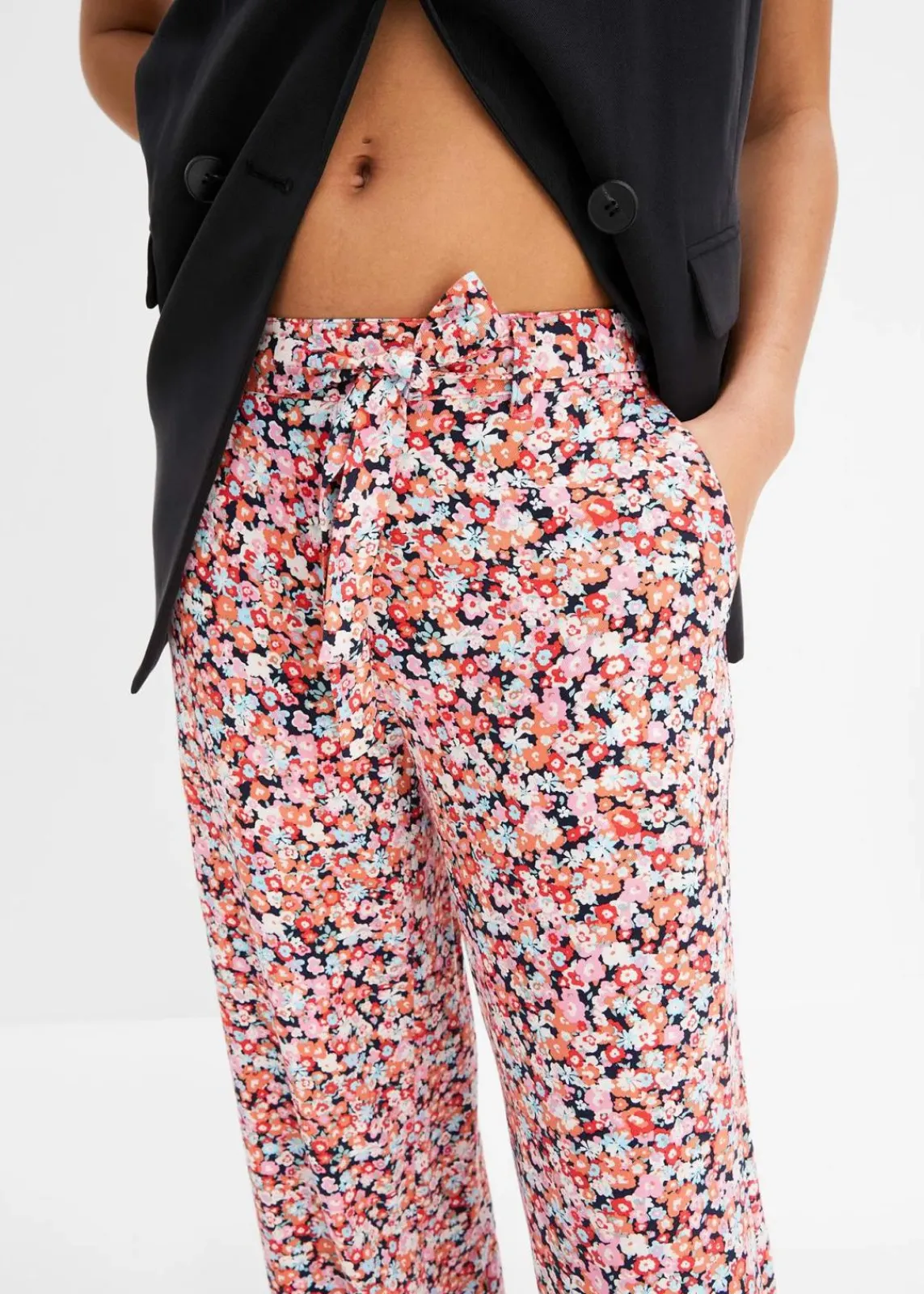 bonprix Bekleidung·Kleider|Hosen^Schlupfhose aus reiner Viskose orange/mint floral