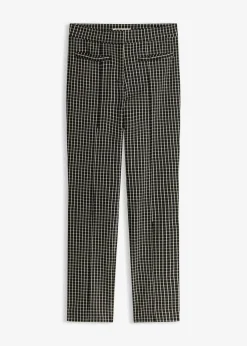 bonprix Hosen|Bekleidung·Kleider^Schlupfhose aus Bengalin schwarz/wollweiß kariert