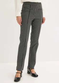 bonprix Hosen|Bekleidung·Kleider^Schlupfhose aus Bengalin schwarz/wollweiß kariert