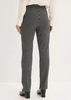 bonprix Hosen|Bekleidung·Kleider^Schlupfhose aus Bengalin schwarz/wollweiß kariert