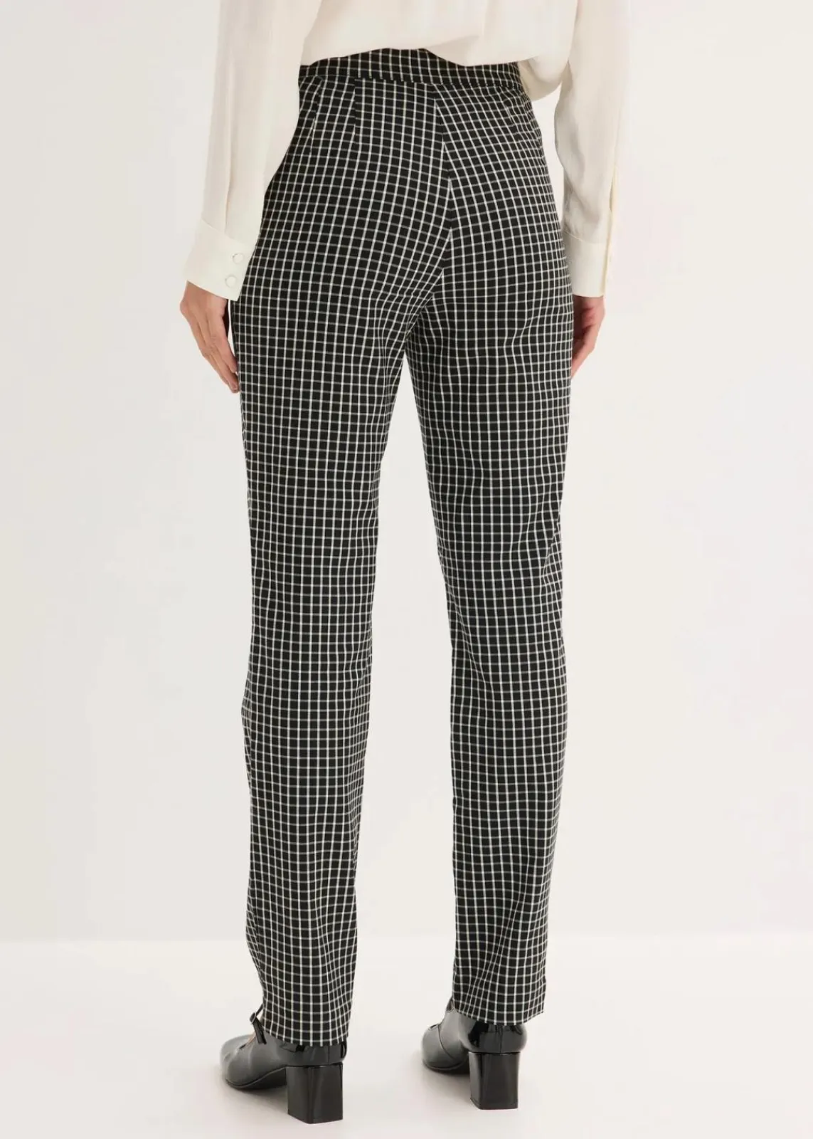 bonprix Hosen|Bekleidung·Kleider^Schlupfhose aus Bengalin schwarz/wollweiß kariert