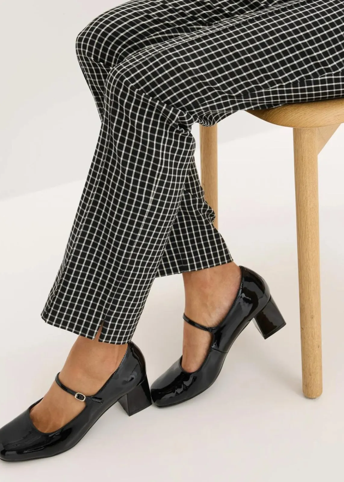 bonprix Hosen|Bekleidung·Kleider^Schlupfhose aus Bengalin schwarz/wollweiß kariert