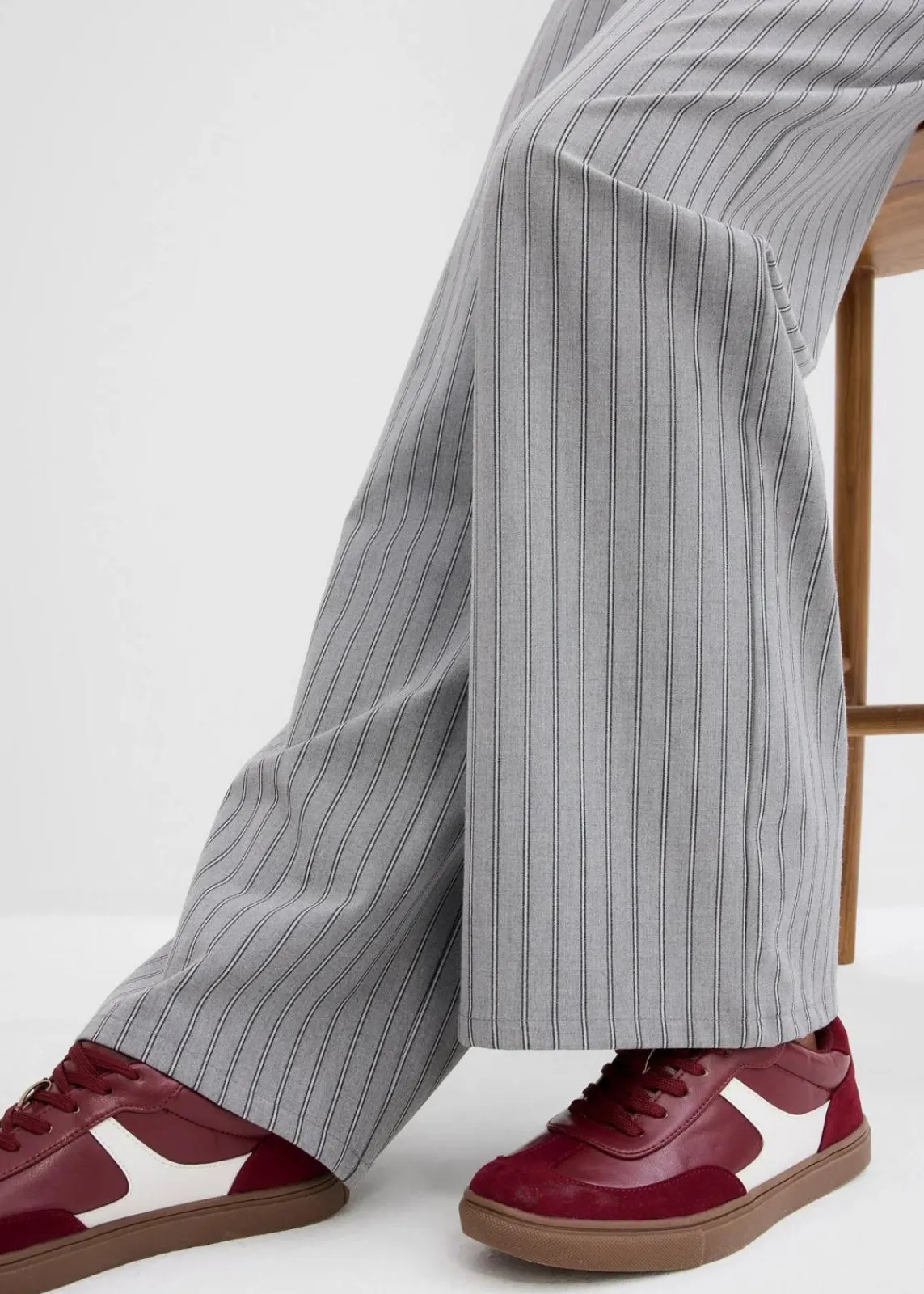 bonprix Bekleidung·Kleider|Hosen^Schlupfhose aus fließender Qualität grau/schiefergrau/weiß gestreift