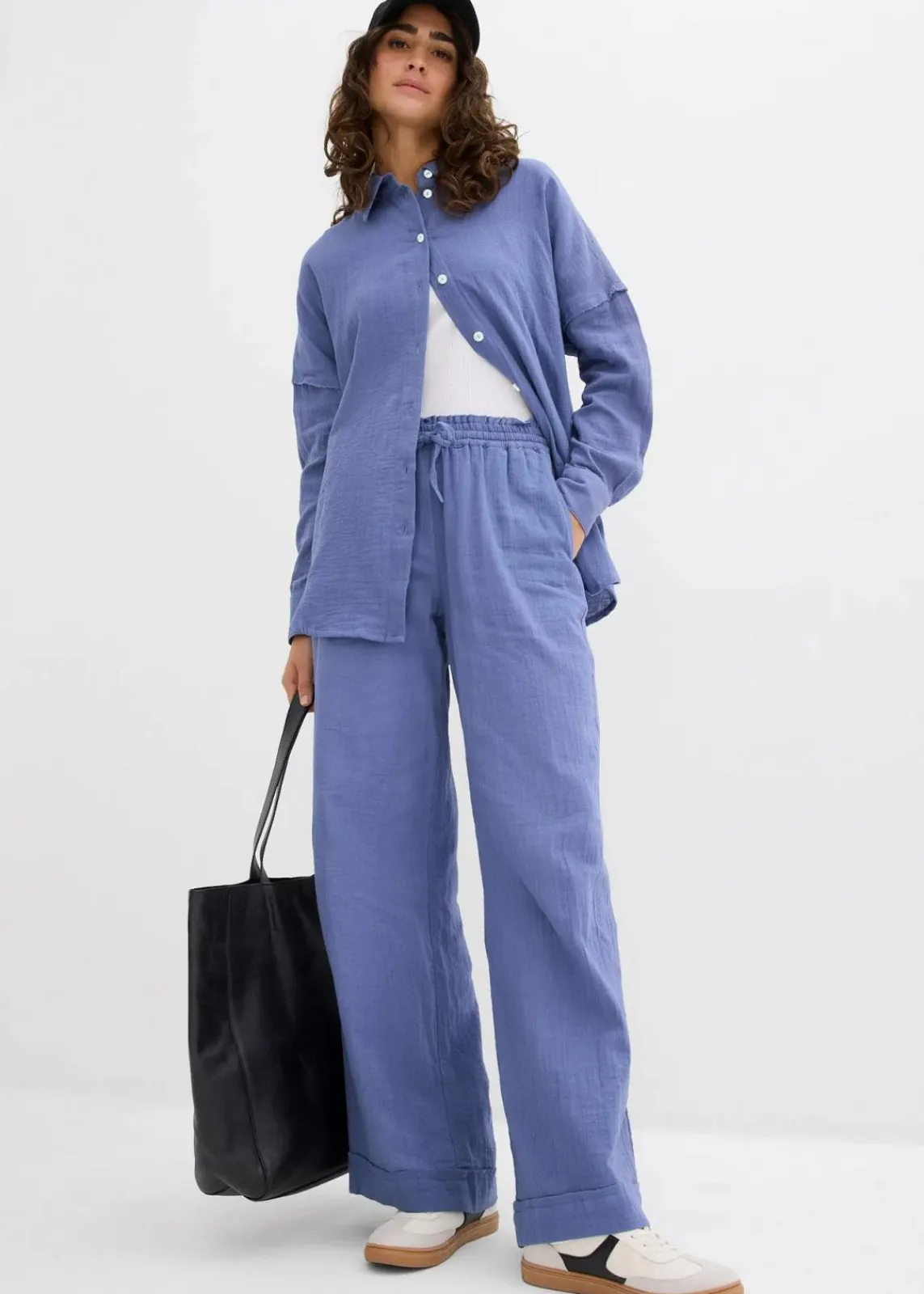 bonprix Zweiteiler & Sets|Hosen^Schlupfhose aus luftigem Musselin jeansblau