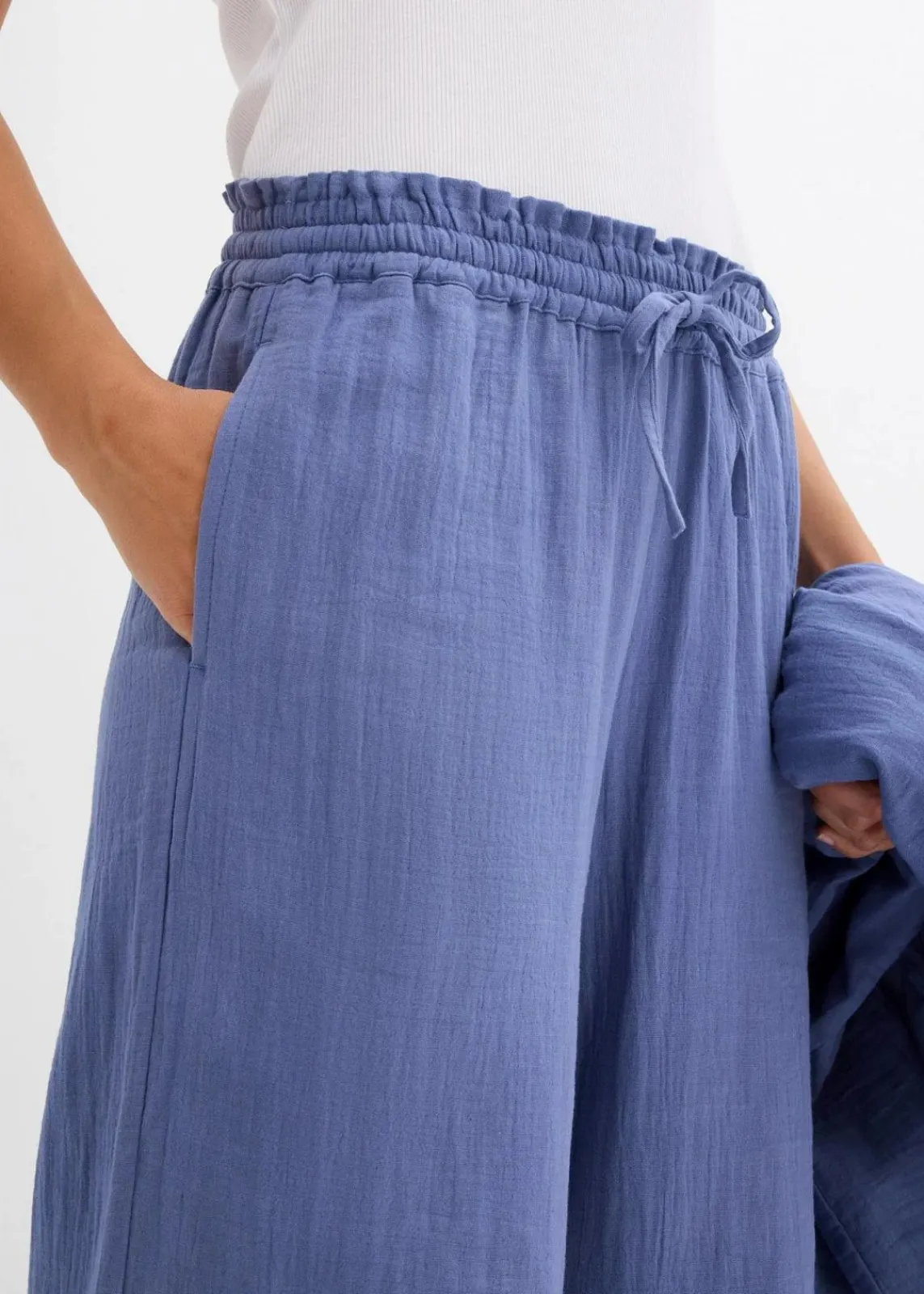 bonprix Zweiteiler & Sets|Hosen^Schlupfhose aus luftigem Musselin jeansblau