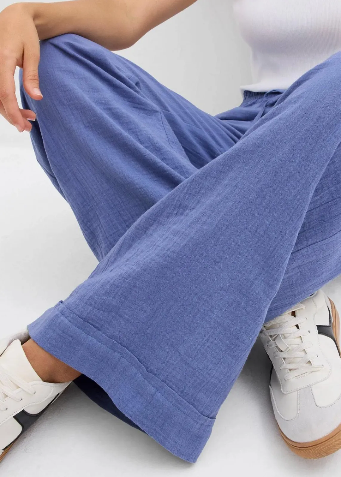 bonprix Zweiteiler & Sets|Hosen^Schlupfhose aus luftigem Musselin jeansblau
