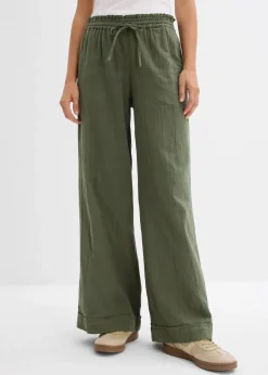 bonprix Hosen|Zweiteiler & Sets^Schlupfhose aus luftigem Musselin schlammgrün