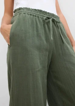 bonprix Hosen|Zweiteiler & Sets^Schlupfhose aus luftigem Musselin schlammgrün