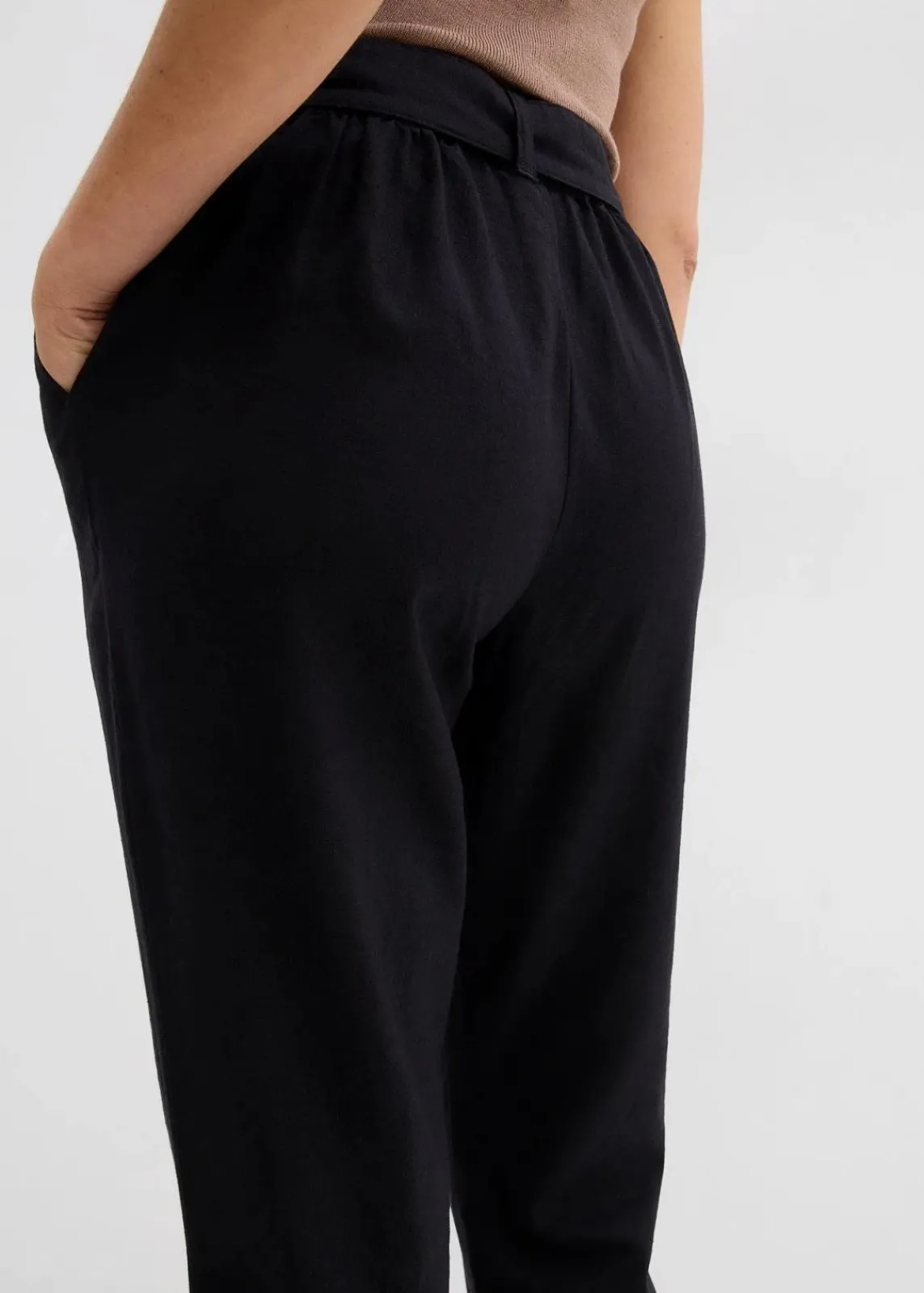 bonprix Hosen^Schlupfhose aus luftigem Leinen-Viskose-Mix schwarz