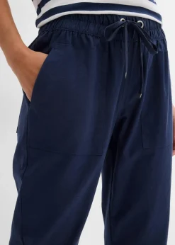 bonprix Hosen^Schlupfhose aus luftigem Leinen-Mix dunkelblau