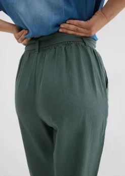 bonprix Hosen^Schlupfhose aus luftigem Leinen-Viskose-Mix eukalyptusgrün