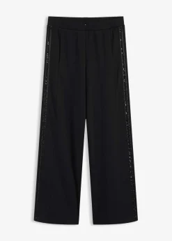 bonprix Bekleidung·Kleider|Hosen^Schlupfhose aus Punto di Roma mit Glitzersteinchen schwarz