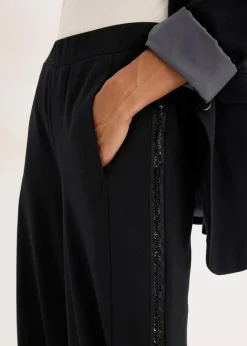 bonprix Bekleidung·Kleider|Hosen^Schlupfhose aus Punto di Roma mit Glitzersteinchen schwarz
