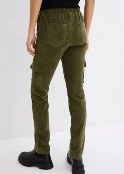 bonprix Bekleidung·Kleider|Hosen^Schlupfhose aus Samt-Cord dunkeloliv