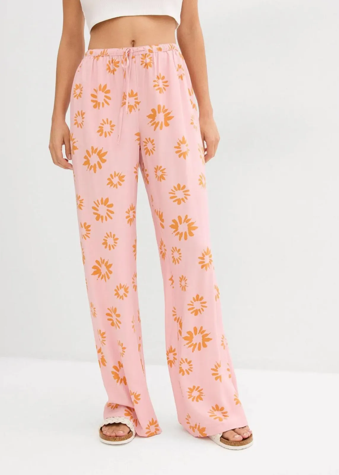 bonprix Bekleidung·Kleider|Hosen^Schlupfhose aus softer Viskose aschrosa/sonnenbraun geblümt
