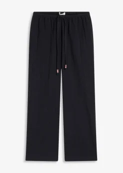 bonprix Hosen^Schlupfhose aus strukturiertem Crinkle schwarz