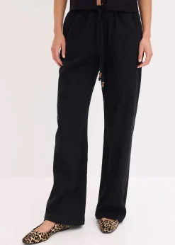 bonprix Hosen^Schlupfhose aus strukturiertem Crinkle schwarz