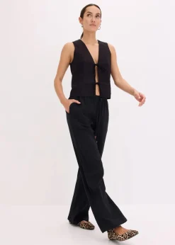 bonprix Hosen^Schlupfhose aus strukturiertem Crinkle schwarz