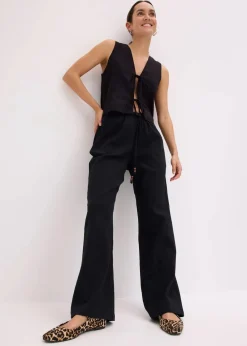 bonprix Hosen^Schlupfhose aus strukturiertem Crinkle schwarz