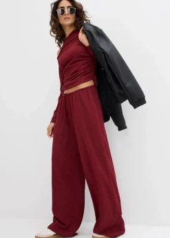 bonprix Zweiteiler & Sets|Hosen^Schlupfhose aus strukturiertem Crêpe rubinrot