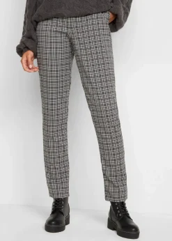 bonprix Bekleidung·Kleider|Nachhaltigere Materialien^Schlupfhose mit Bequembund, kariert schwarz kariert