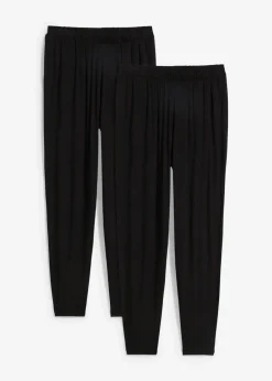 bonprix Bekleidung·Kleider|Nachhaltigere Materialien^Schlupfhose mit hohem Bund (2er Pack) schwarz+schwarz