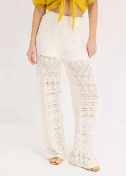 bonprix Hosen|Bekleidung·Kleider^Schlupfhose mit Lochstrickmuster wollweiß