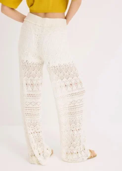 bonprix Hosen|Bekleidung·Kleider^Schlupfhose mit Lochstrickmuster wollweiß