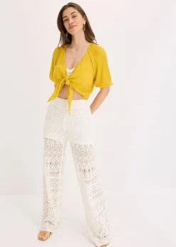 bonprix Hosen|Bekleidung·Kleider^Schlupfhose mit Lochstrickmuster wollweiß