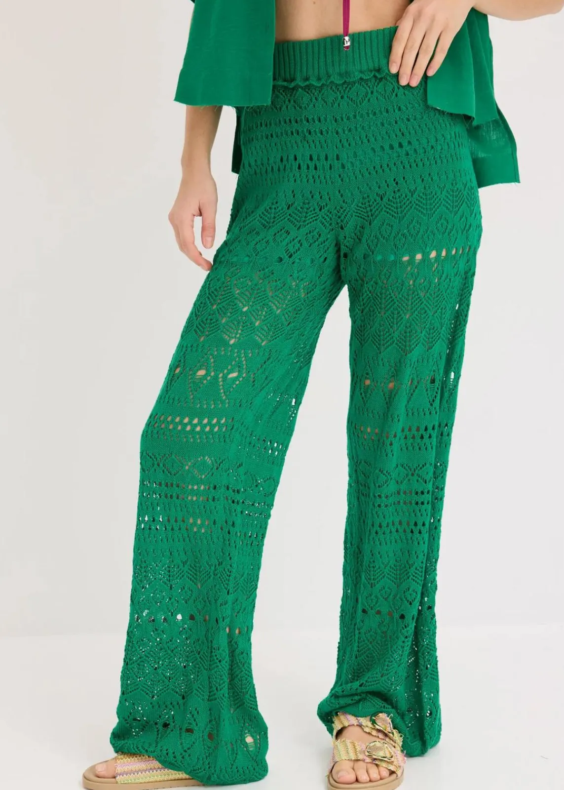bonprix Bekleidung·Kleider|Hosen^Schlupfhose mit Lochstrickmuster edelsteingrün