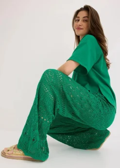 bonprix Bekleidung·Kleider|Hosen^Schlupfhose mit Lochstrickmuster edelsteingrün