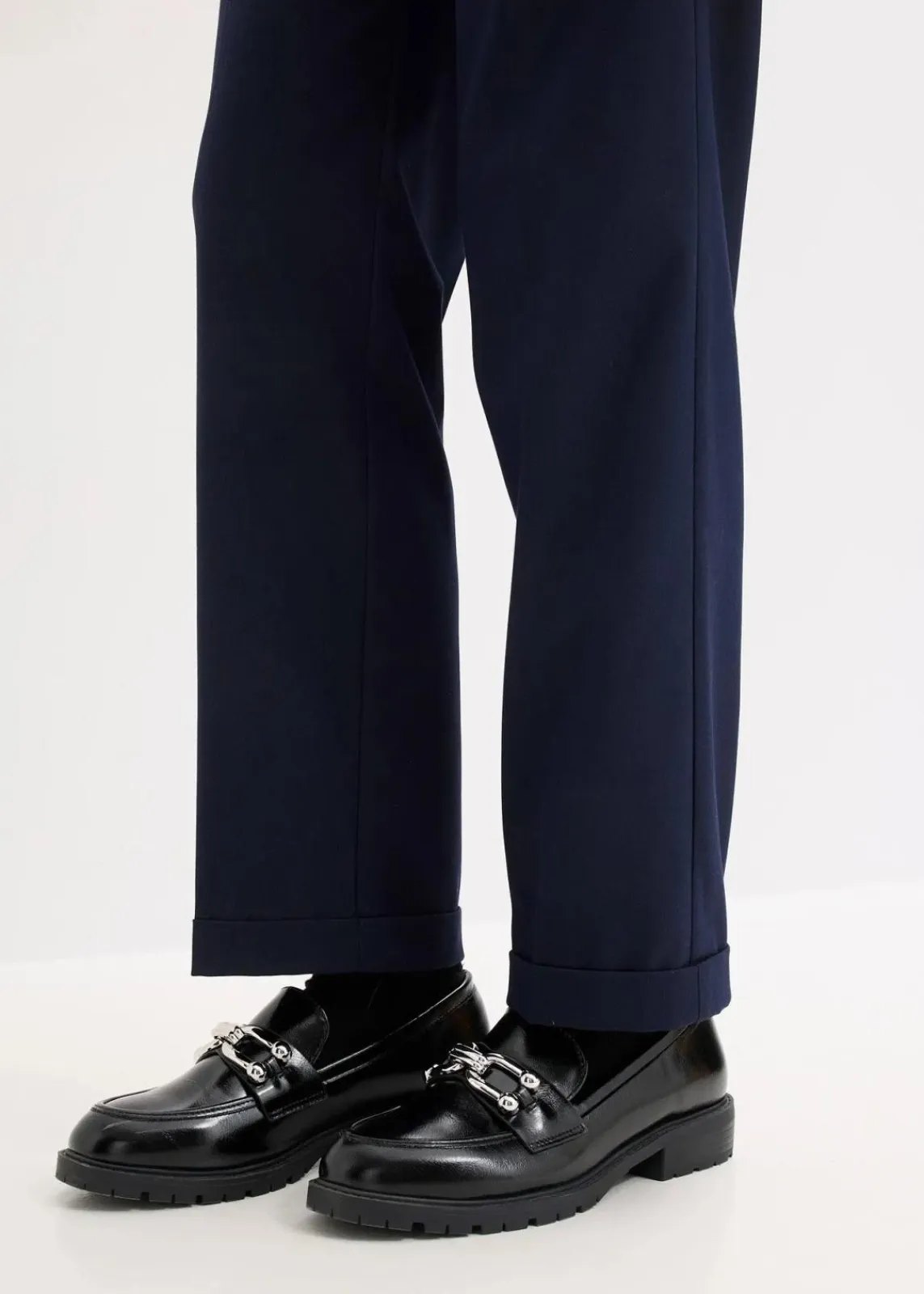 bonprix Bekleidung·Kleider|Hosen^Schlupfhose mit Umschlag dunkelblau