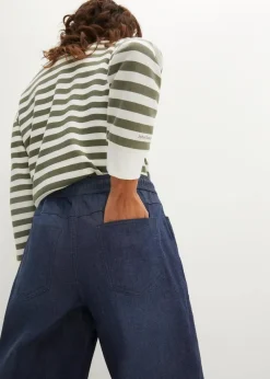 bonprix Jeans|Kurzgrößen^Schlupfjeans, Straight hellblau denim+dunkelblau denim used