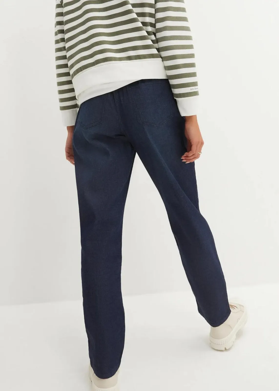 bonprix Kurzgrößen|Bekleidung·Shirts & Tops^Schlupfjeans, Straight hellblau denim+dunkelblau denim used