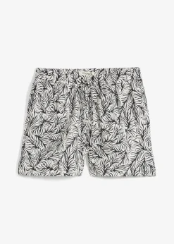 bonprix Nachhaltigere Materialien|Hosen^Schlupf-Shorts schwarz/wollweiß bedruckt