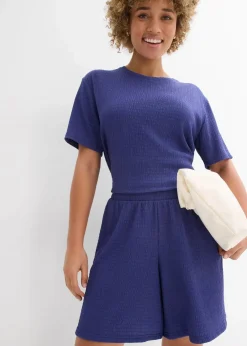 bonprix Hosen|Zweiteiler & Sets^Schlupf-Shorts aus Borkencrepe dunkelpazifik