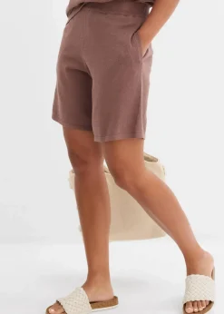 bonprix Hosen|Zweiteiler & Sets^Schlupf-Shorts aus Feinstrick matt braun